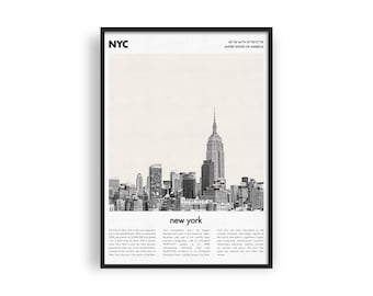 NYC Skyline Poster: Minimalist New York City Art (Digital Download)
