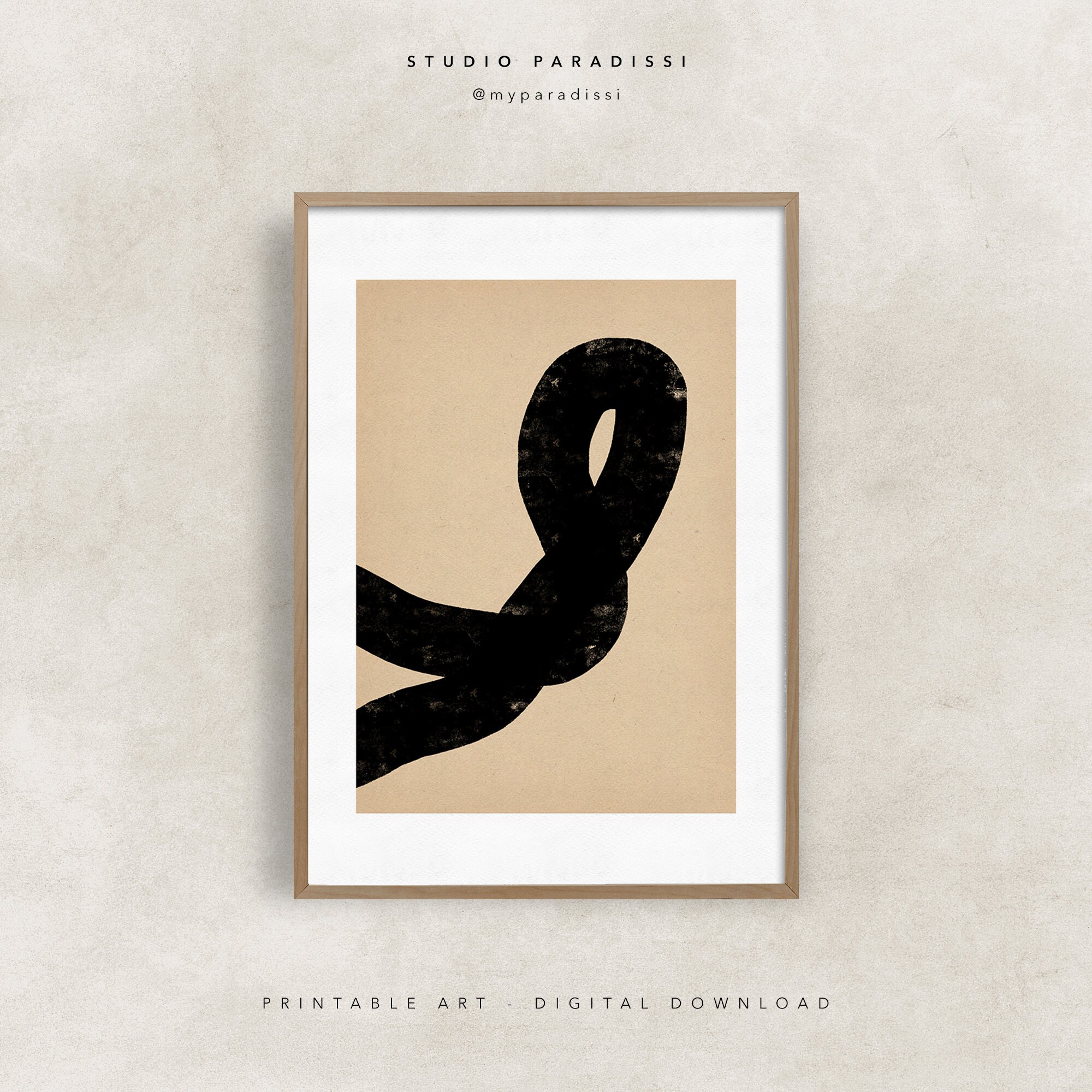 Abstract Line Printable Drawing Kraft Paper Art Print Modern Etsy