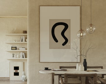 Abstract Line Art Print: Minimalist Japandi Decor (Digital Download)