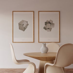 GEOMETRIC ART Set of 2 Printable Art, Modern Wall Decor, Minimalist Abstract Poster, Mineral Print, Gemstone Art Print, Contemporary Collage