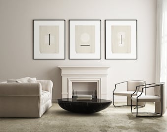 Japandi Art Prints: Abstract Geometric Set of 3 (Digital Download)