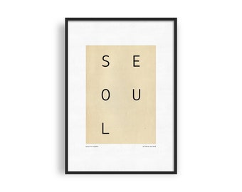 SEOUL Printable Poster, Minimalist City Poster, Modern Travel Poster, South Korea Typography City Art, Travel Gift, Minimalist Wall Decor