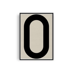 NUMBER 0 Printable Sign, Modern Typography Art Print, Minimalist Poster, Beige and Black Scandinavian Art Print, Large Wall Art, Graphic Art image 1