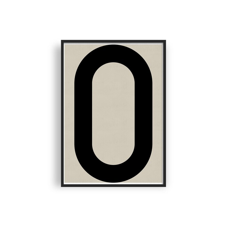 NUMBER 0 Printable Sign, Modern Typography Art Print, Minimalist Poster, Beige and Black Scandinavian Art Print, Large Wall Art, Graphic Art image 1