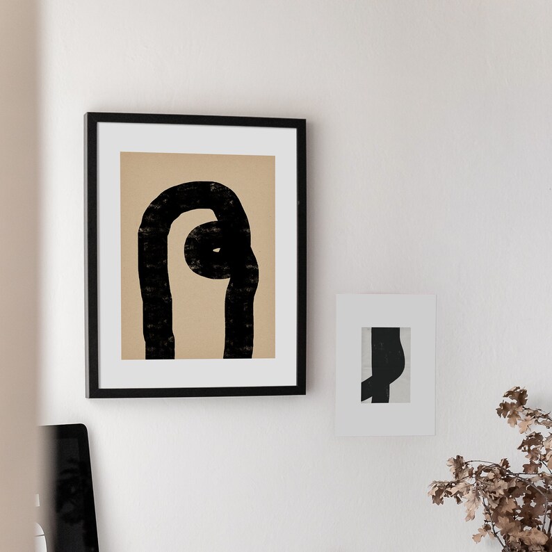 Abstract Line Printable Drawing Kraft Paper Art Print Modern Etsy