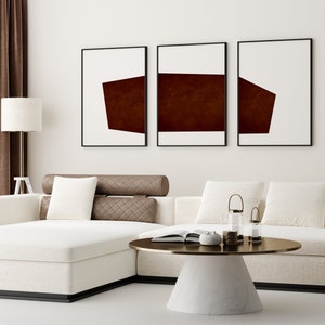BURGUNDY TRIPTYCH Printable Art, Minimalist Gallery Wall Set Of 3, Modern Red Brown Wall Decor, Scandinavian Poster Set Instant Download