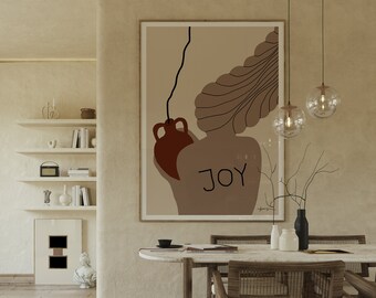 Abstract Woman Art Print: Beige Scandinavian Decor (Digital Download)