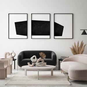 BLACK WHITE TRIPTYCH Printable Art, Minimalist Gallery Wall Set Of 3, Modern Monochrome Wall Decor, Scandinavian Poster Set Instant Download