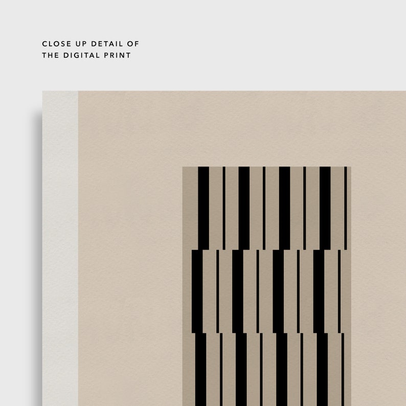 May include: Abstract geometric pattern with black and beige vertical stripes. The stripes are arranged in a staggered pattern, creating a visual rhythm.