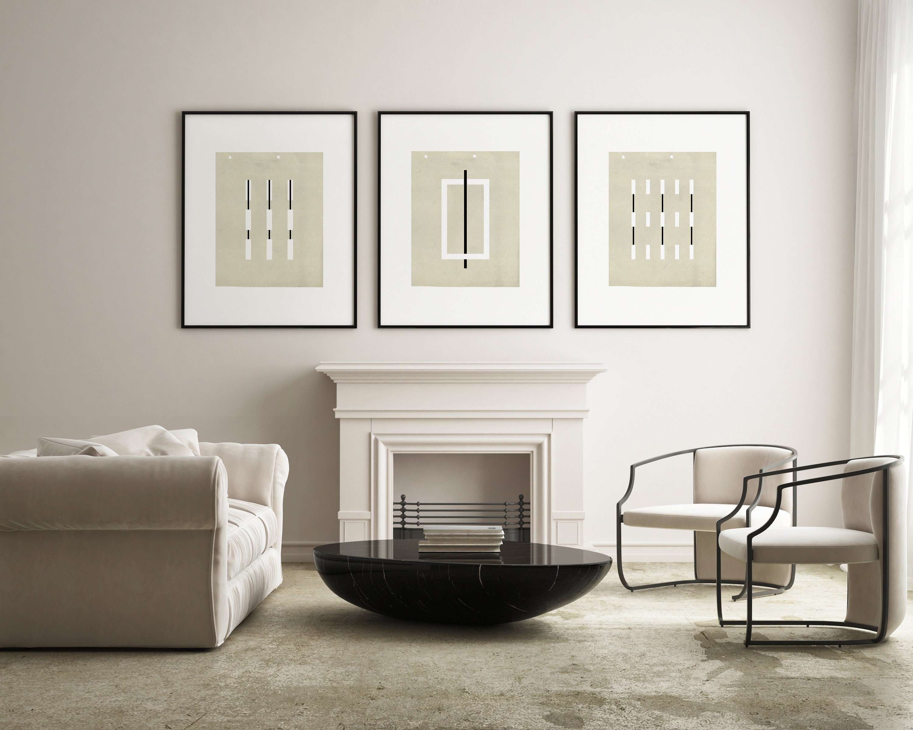 Japandi Geometric Print Set: Scandinavian Minimalist Wall Art (Digital Download)