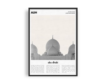 ABU DHABI Printable Poster, United Arab Emirates City Print, Minimalist Travel Poster, Modern City Poster, Sheikh Zayed Grand Mosque Print