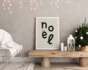 Modern Noel Printable Art, Minimalist Christmas Art Print, Scandinavian Xmas Wall Decor, Downloadable Abstract Christmas Poster