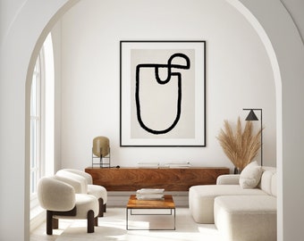 Abstract Line Art Print: Minimalist Scandinavian Decor (Digital Download)