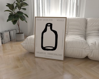 Black and White Vessels Print: Modern Scandinavian Wall Decor (Digital Download)