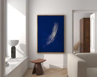 ABSTRACT Blue Beige Line Printable Art, Contemporary Sketch Gallery Wall Decor, Minimalist Art Print, Scandinavian Poster, BLUE DOODLE/02