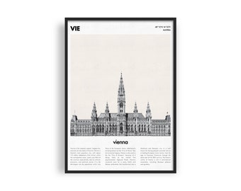 VIENNA Printable Poster, Minimalist Travel Poster, Modern City Poster, Austria Typography Art, Modern Travel Gift, Vienna City Print