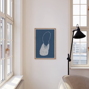 Blue Abstract Line Art Print: Minimalist Scandinavian Decor (Digital Download)