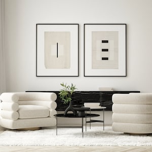 ABSTRACT SET OF 2 Printable Art, Japandi Gallery Wall, Black White Art Print, Minimalist Print Set, Scandinavian Poster Set Instant Download