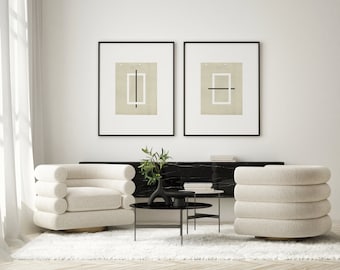 Japandi Geometric Art Prints: Scandinavian Minimalist Set (Digital Download)