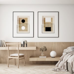 Geometric Art Print Set: Japandi Minimalist Decor (Digital Download)
