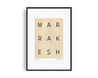 MARRAKESH Printable Poster, Minimalist City Poster, Modern Travel Poster, Morocco Typography City Art, Travel Gift, Minimalist Wall Decor