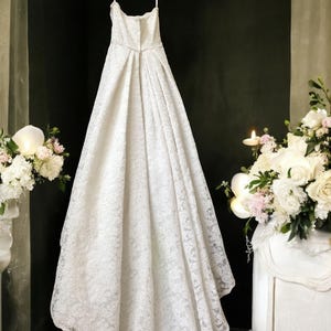 Vintage White Beaded Wedding Gown | Feminine Bridal Dress | Size 5 Small | 90s Elegant Style