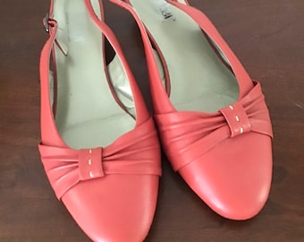 1990s Vintage Apricot Hotter Isis Comfort Concept Slingback Shoes WOMAN 10