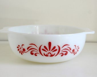 Vintage Pyrex, Easygrip Casserole Dish, JAJ Pyrex, Red Scroll, Pyrex Dish, Retro Kitchen, Red Pyrex