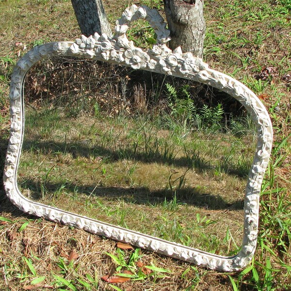 RESERVED.....Shabby Chic Mirror, Large, White, Ornate, French Country, Cottage, Antique, Gesso, Distressed, Painted, Distressed