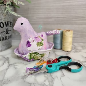 Bird Pincushion Set, Sewing tools, Sewing Gift, Pin Keep, Nest Bowl,  Shelf Sitter, Home Decor