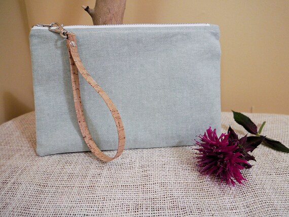 Vegan Green Linen Clutch Simple Purse Summer Wristlet Minimalist Rustic Bag Purse Etsy