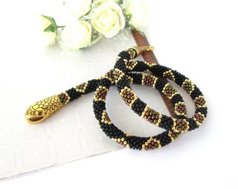 Snake bracelet necklace Ouroboros Witch Jewelry Snakeskin Slitherin Beaded bracelet Snake bangle Wiccan jewelry Valentines day gift for wife