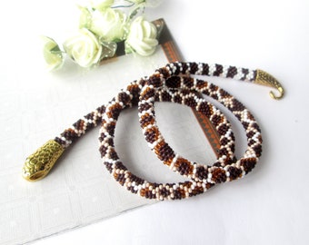 Beaded Rattlesnake bracelet Beaded  rope Serpent bracelet Snake jewelry Ouroboros choker Wiccan jewelry Witch jewelry Slytherin Gift
