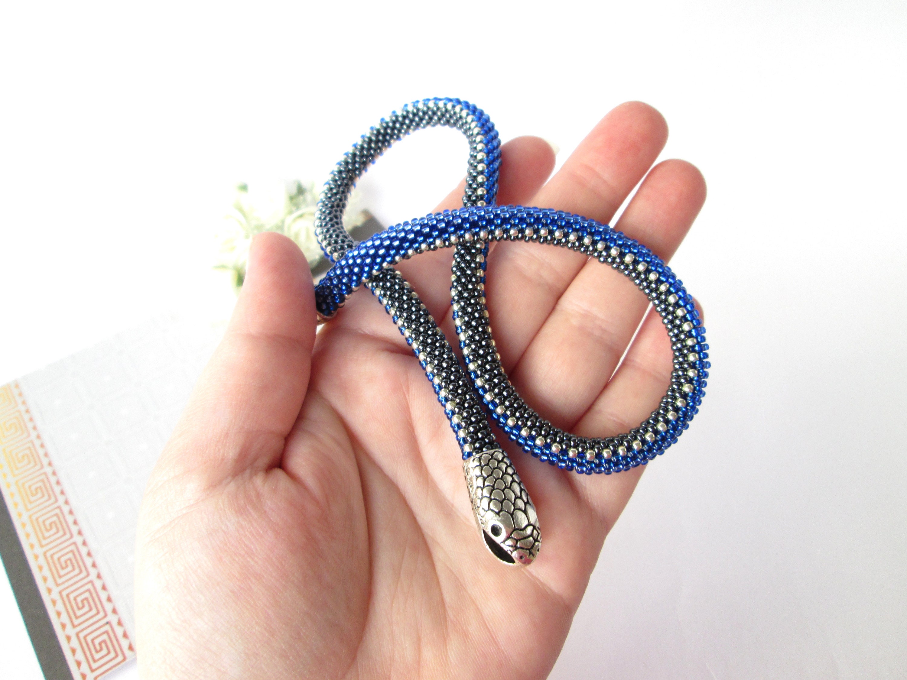 Perlen Schlange blau Armband Ouroboros Schmuck Schlange Etsy