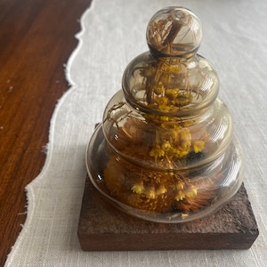 Vintage Holmegaard Jacob E Bang Primula Danish Folk Art Glass Apothecary Jar Lid Dried Flower Dome