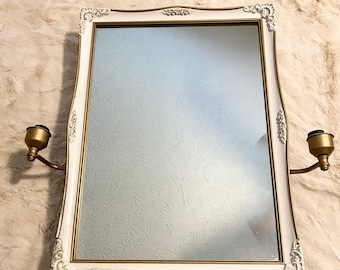Vintage Sears Framed Medicine Cabinet Vanity Mirror with Sconces Recessed