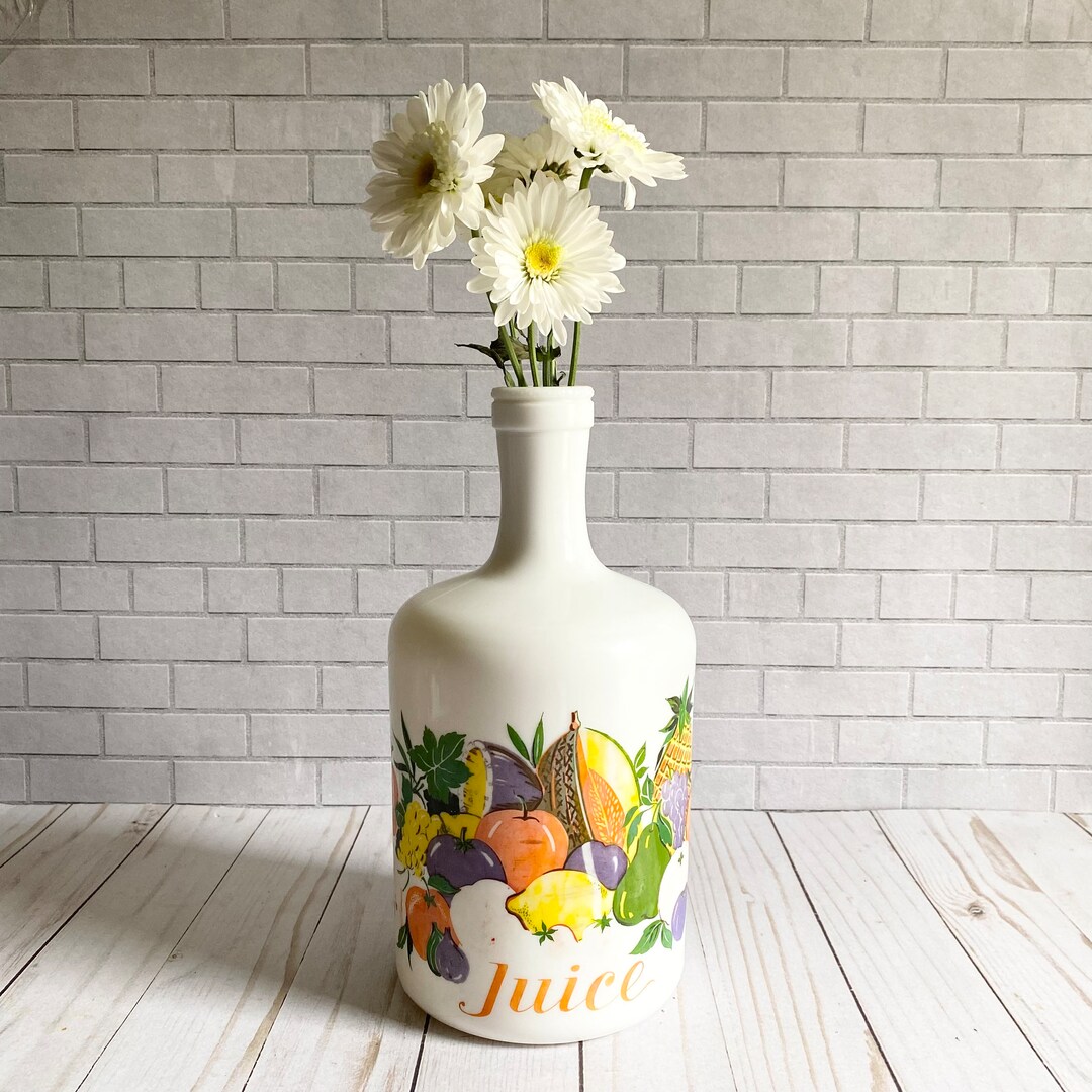 Vintage Milk Glass Fruit Punch Bottle - Etsy