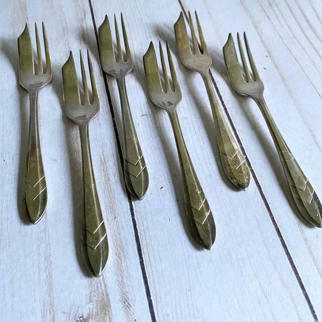 Vintage Sheffield England Loxley Silver Pastry Fork Set 6 Etsy