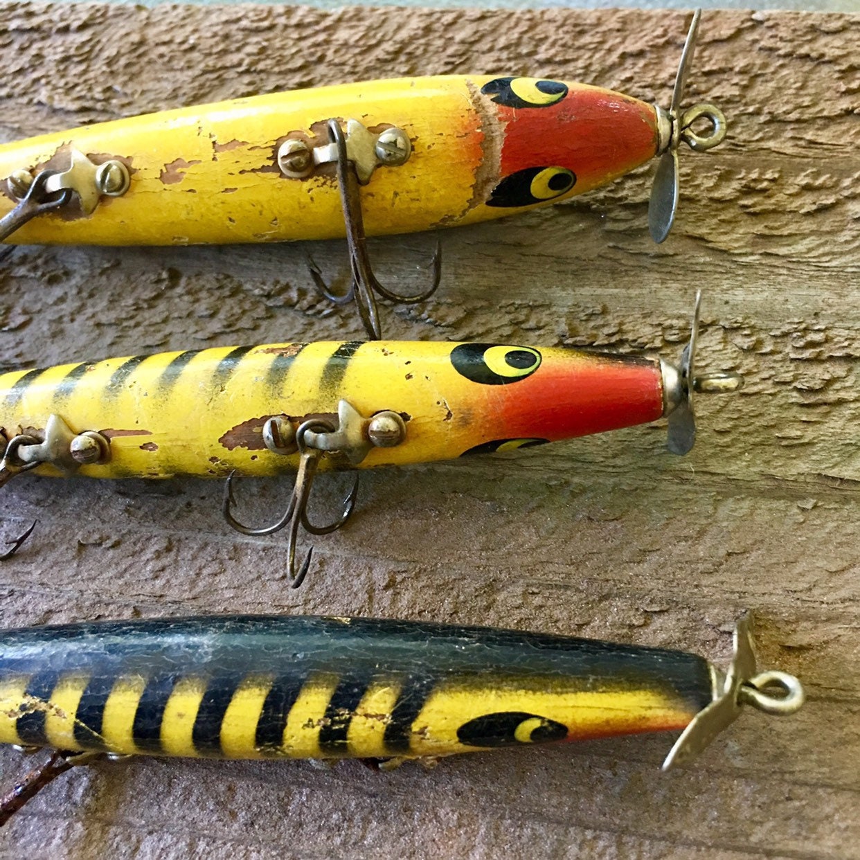 Vintage Smithwick Devils Horse Yellow Stripe Wood Fishing Lure Set of Three  3 -  Canada