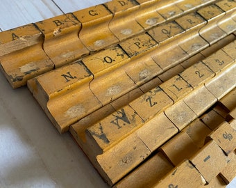 Antique Sign Marker Ink Stamp Alphabet Letter Set 51 Pieces