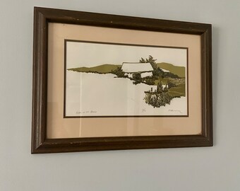 Vintage Frank Eckmair Edge of the Valley Colored Woodblock Framed Print 30/50