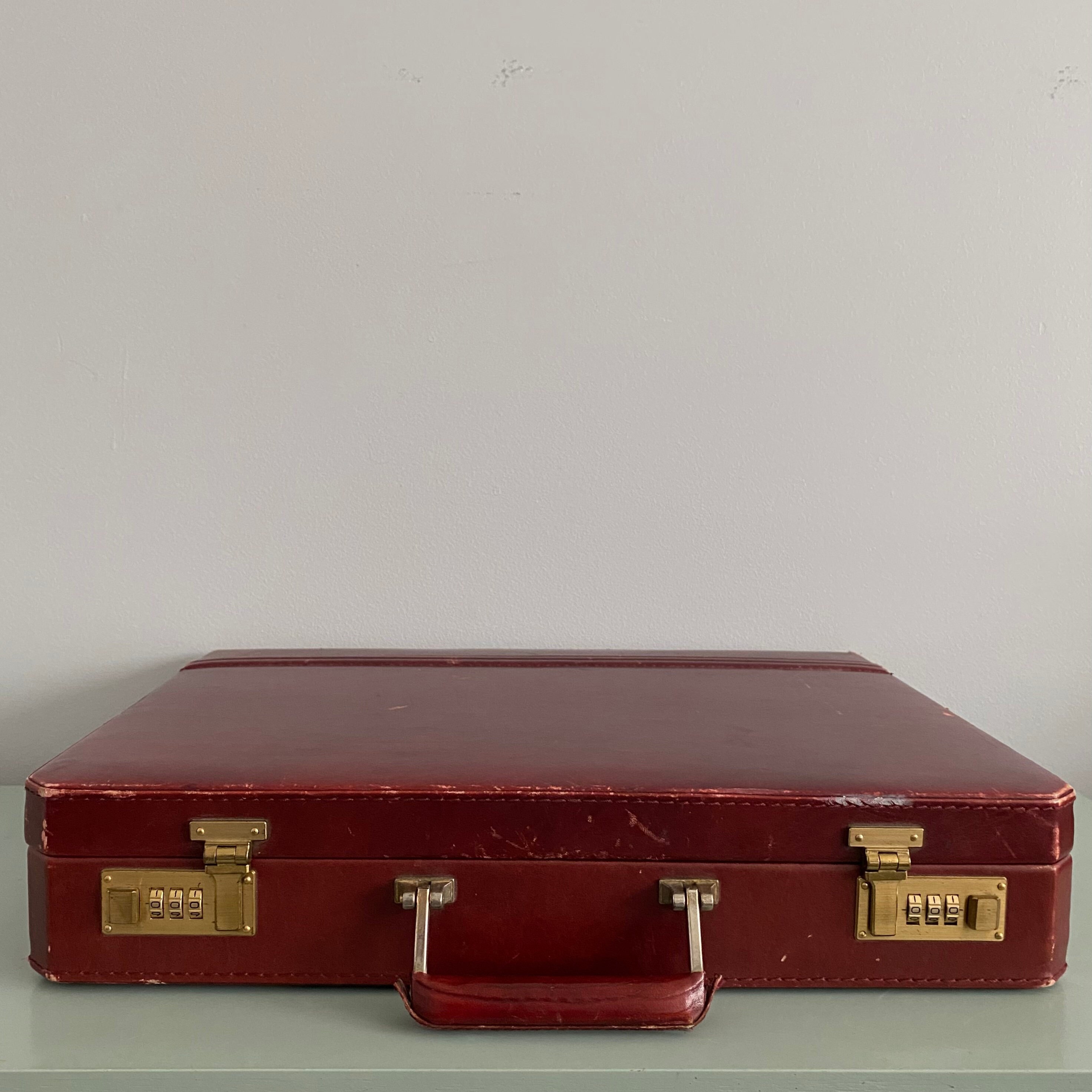 Vintage Franzen West Germany Mahogany Leather Attache Briefcase