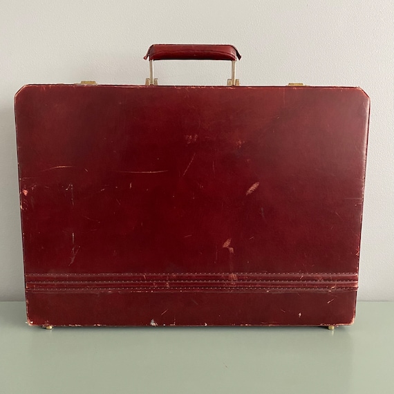 Vintage Franzen West Germany Mahogany Leather Attache Briefcase