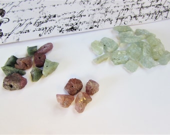 Raw Gemstone Crystal Beads- Pink Sapphire, Green Emerald, Red Ruby, Blue Aquamarine, Natural 8 to 12mm Rough Cut Stones- Jewelry Supply