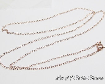 Lot of 9pc 14K Rose Gold Filled Cable Chain Necklaces- Dainty 1mm Links- 18", 20", 22" and 24" Long Finished Necklace Chains- Jewelry Making