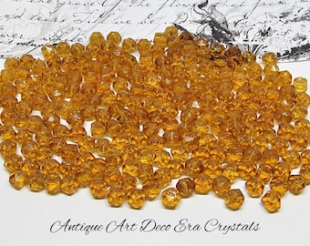 20pc RARE Antique Art Deco Orange Citrine Crystals- 6mm Faceted Glass Beads- Vintage Jewelry Making Supplies