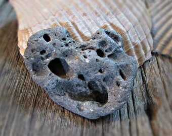 Hag Stone Heart with String, Protection Talismen, Holey Adder Stone, Witchcraft Supply, Odin Fairy Seer Stone, Pagan Alter Decor, Beach Rock