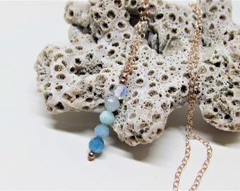Throat Chakra Necklace- Healing Crystal Pendant- Calming Stones- Confidence Booster- Anxiety & Stress Relief Jewelry