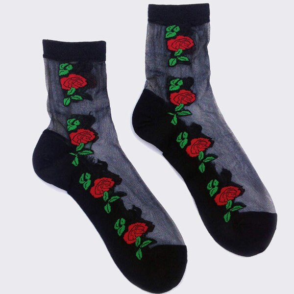 Valentine Rose Sheer Socks