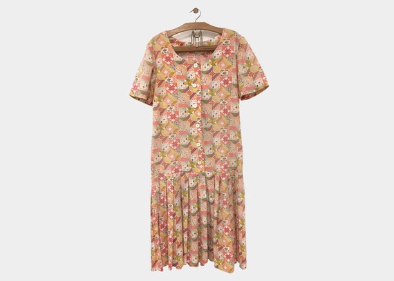 Patchwork Mid Length Dress 1980s Medium